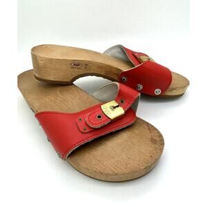 Vintage Red Dr. Scholl’s Wood Exercise Sandals, Austria/Size 7